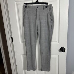 Zara size small gray/white windowpane pants, side slash pockets, elastic waist